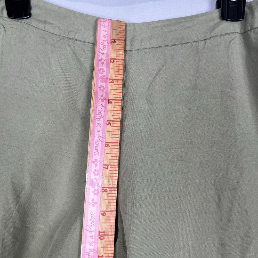 100% Silk Wide Leg Pants Women’s Sage Green Petite Coastal Minimalist - Picture 11 of 16